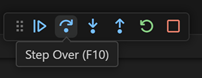 VS Code debugging toolbar